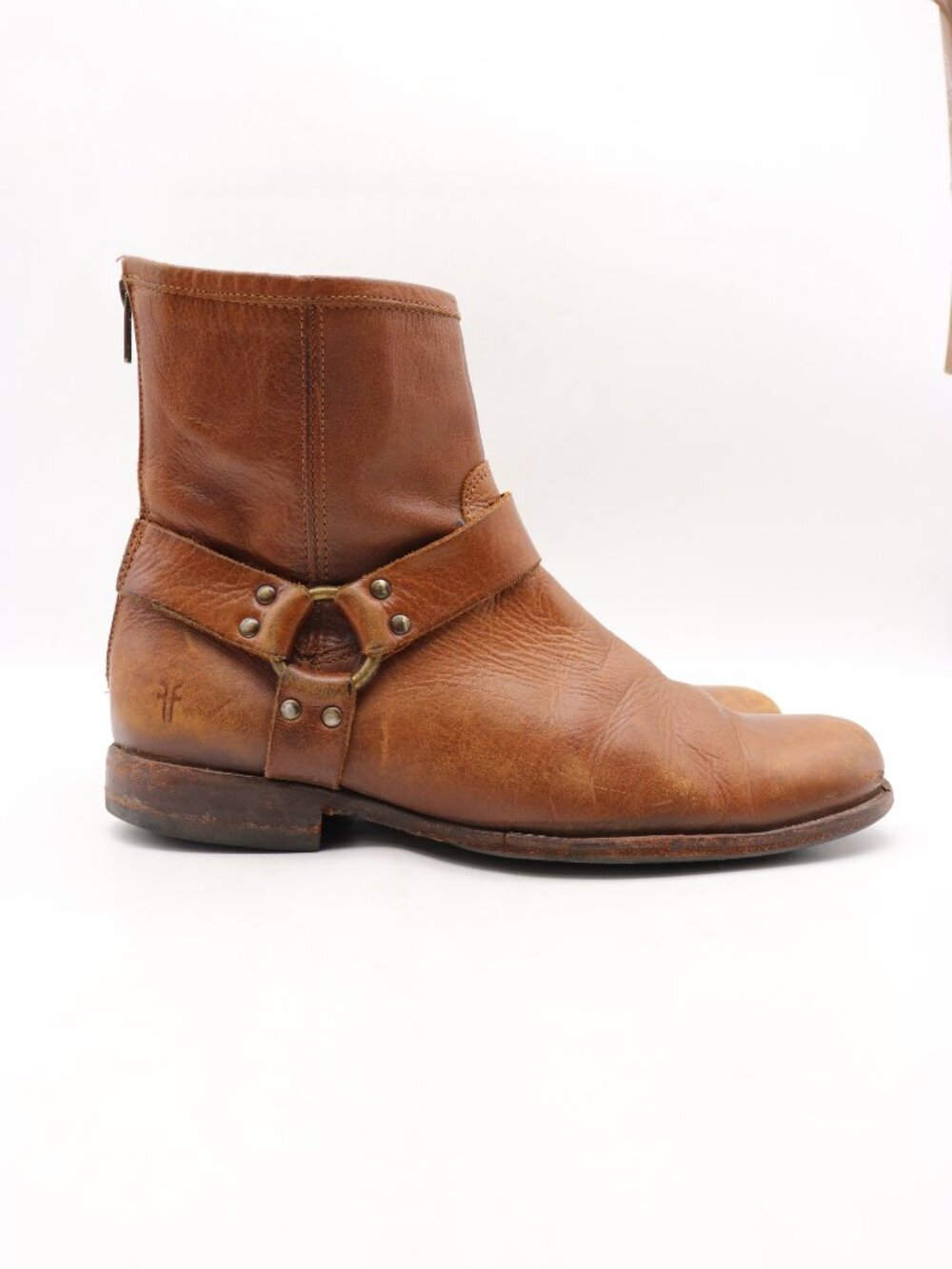 Frye Phillip Harness Men's 10 D Brown Leather Boots Back Zip Shoes 87870 Mexico